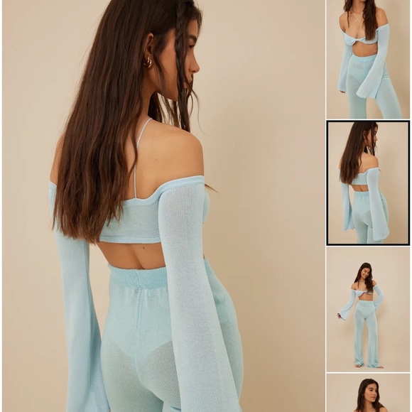 SOLD OUT NA-KD x Zoe Pastelle light blue knitted top & knitted trousers set NWT - Picture 4 of 6